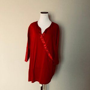 Top  3X Dark red with 3/4 sleeves 60% Cotton . .